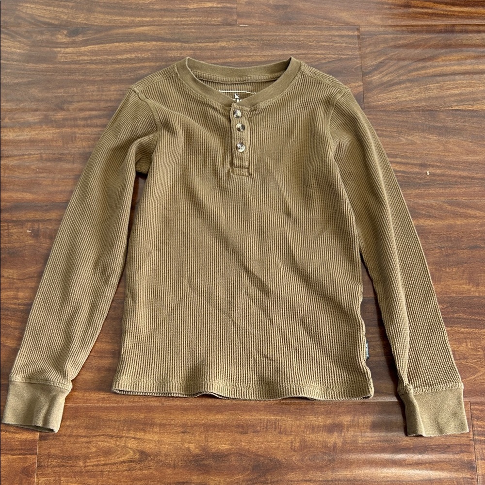 Eddie Bauer Kids Brown Waffle Knit Henley